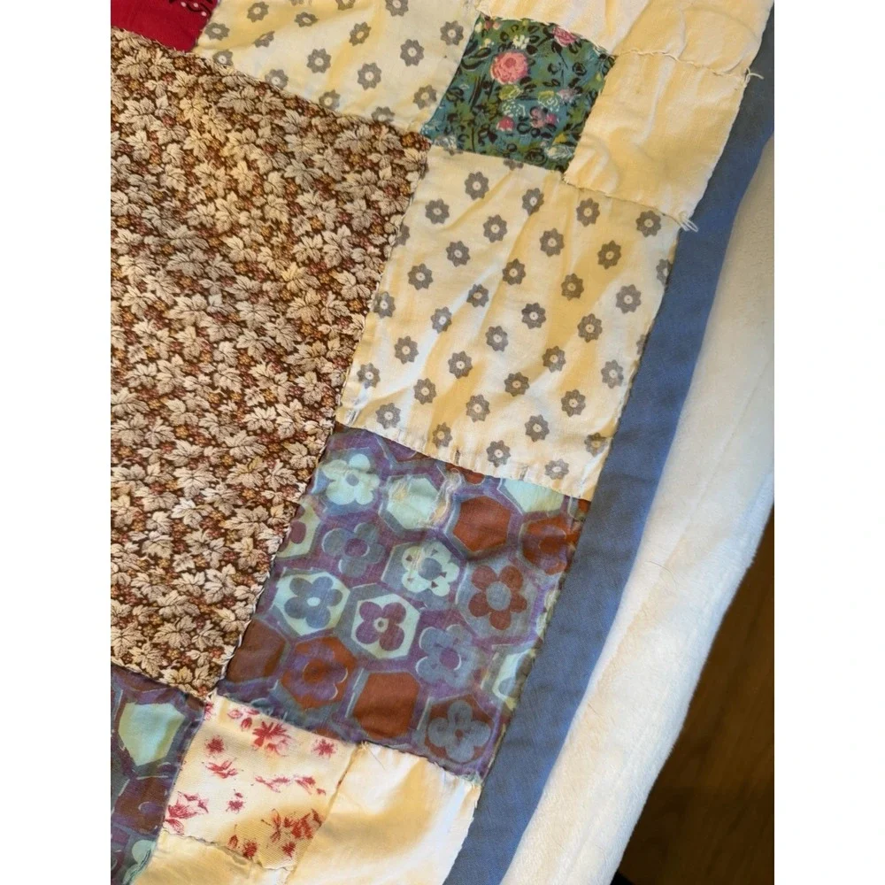 Vintage Scrappy Patchwork Quilt Full 57X68 Heavyweight